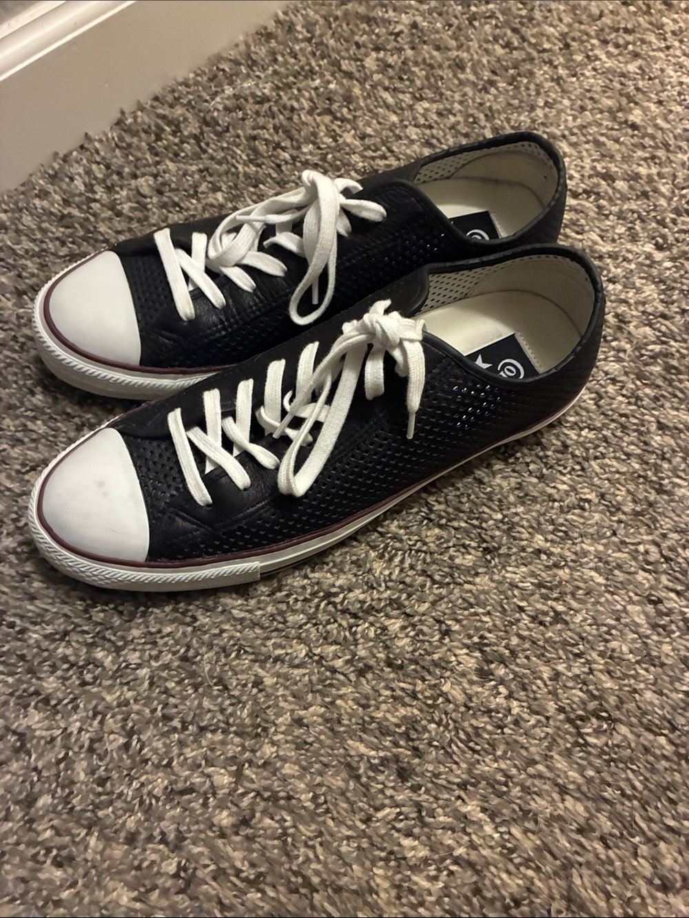 Converse Low-Top Black Canvas Sneakers with White Toe Cap - Picture 2 of 6